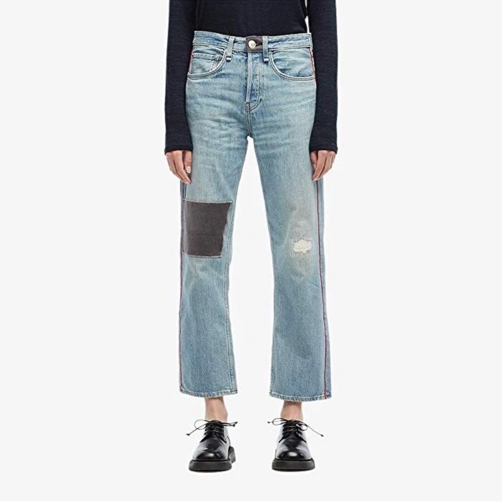 rag & bone Maya High Rise Red Stripe Relaxed Jean Sz 25